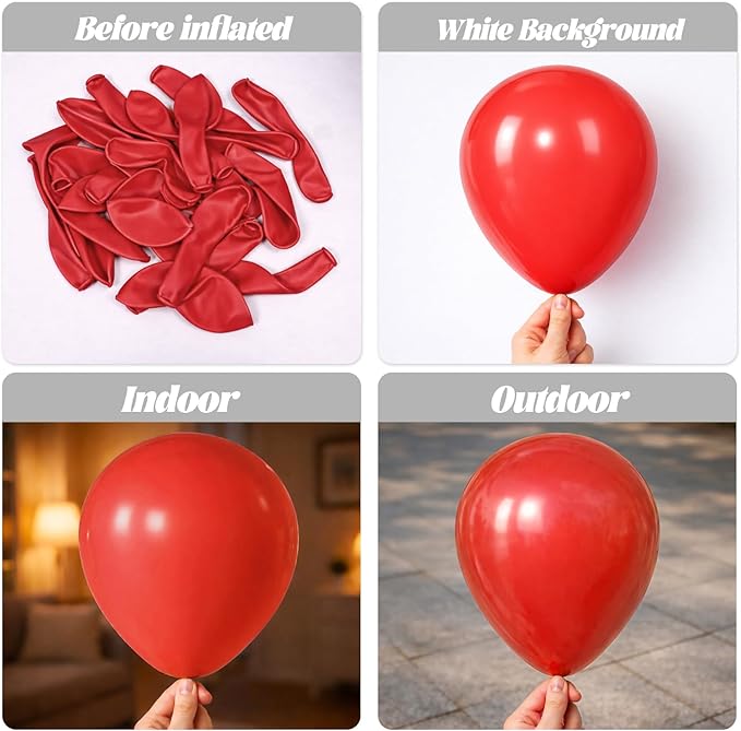 Voircoloria 110pcs Red Balloons 12inch Red Latex Party Balloons for Valentine's Day, Graduation, Wedding, Birthday, New Year, Baby Shower, Christmas, Anniversary Party Decorations