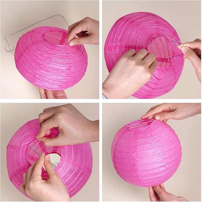 Paper Flower Lanterns Tissue Pom Poms Hanging Decorations Purple Flower Ball for Baby Shower Wedding Birthday Graduation Party Mother's Day