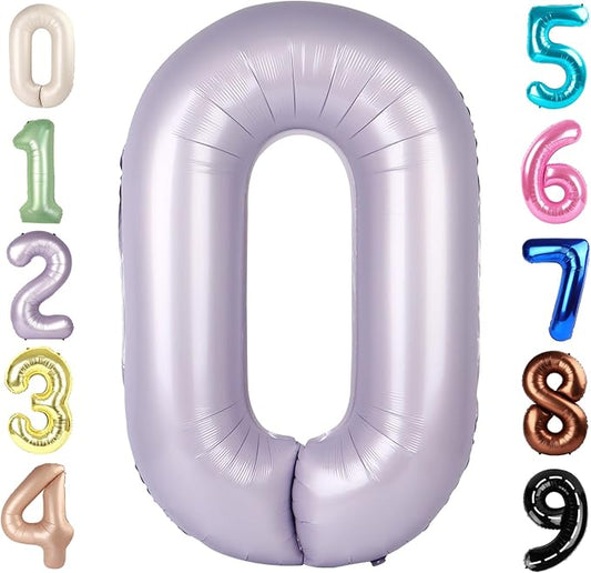 Number 0 Balloons 40 Inch Cream Purple Number Balloons for 10 20 30 40 50 60 70 80 90 100 Numbers Balloon Birthday Decorations Wedding Event Baby Shower