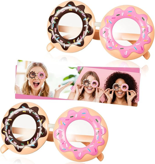 Frienda 2 Pieces Donut Glasses Donut Costume Glasses Novelty Party Donut Eyeglasses for Funny Snack Party Donut Birthday Party Favors Accessories