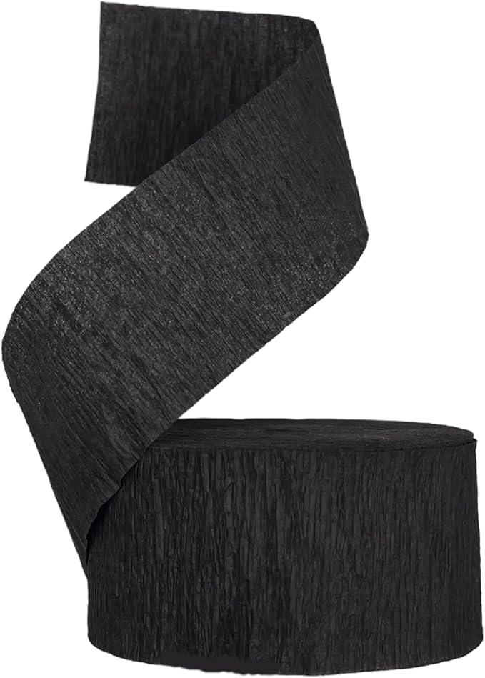 Black and Metallic Silver Crepe Paper Streamers, 4 Rolls Total, Made in USA