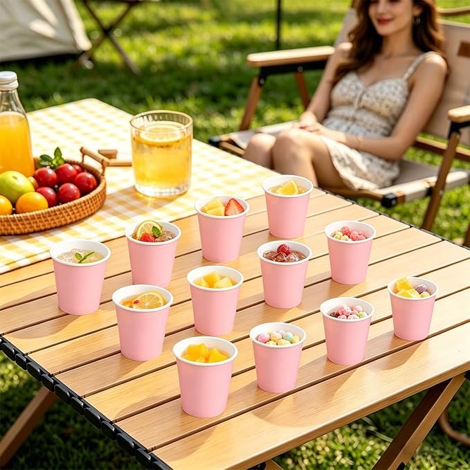 3 oz Bathroom Cups, 50 Pack Pink Paper Cups, 3 oz Bathroom Mouthwash Cups, Bath Rinse Cups for Home, Office, Wedding, Travel and Party