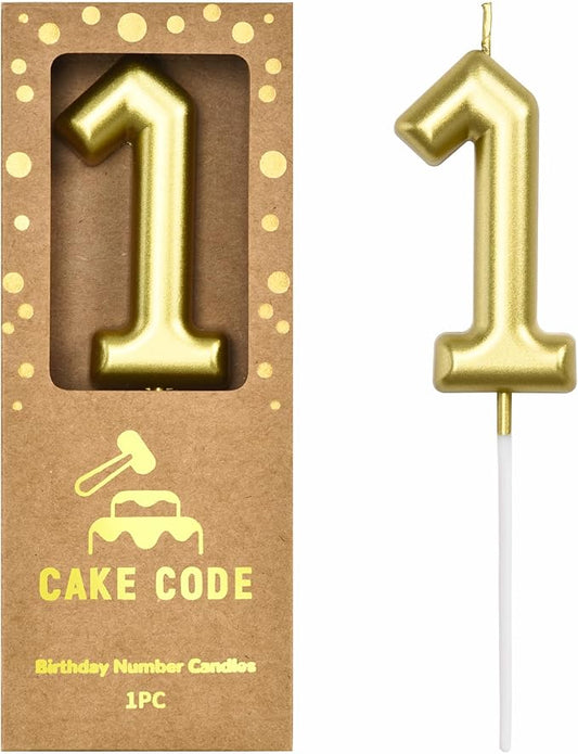 2.76 Inch Classical Gold 1 Number Birthday Candles, Gold Number Candles, Cake Number Candles, Party Celebration