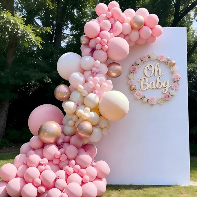 Valentines Day Decorations Pink Balloon Garland Arch Kit 162Pcs Rose Gold Pink Balloon Arch Kit for Girls Birthday Wedding Princess Theme Bridal Shower Galentines Day Decor