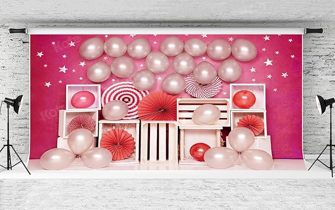 Kate 20x10ft Hot Pink Background for Photography Ballon Babyshower Background Birthday Party Decoration Backdrop