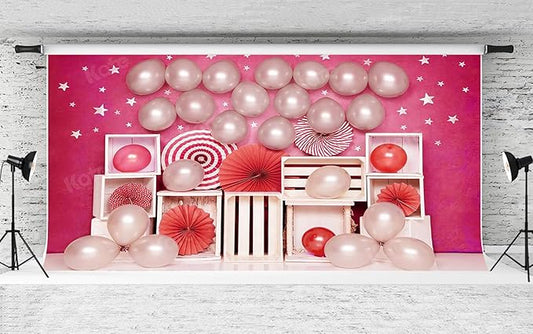 Kate 20x10ft Hot Pink Background for Photography Ballon Babyshower Background Birthday Party Decoration Backdrop