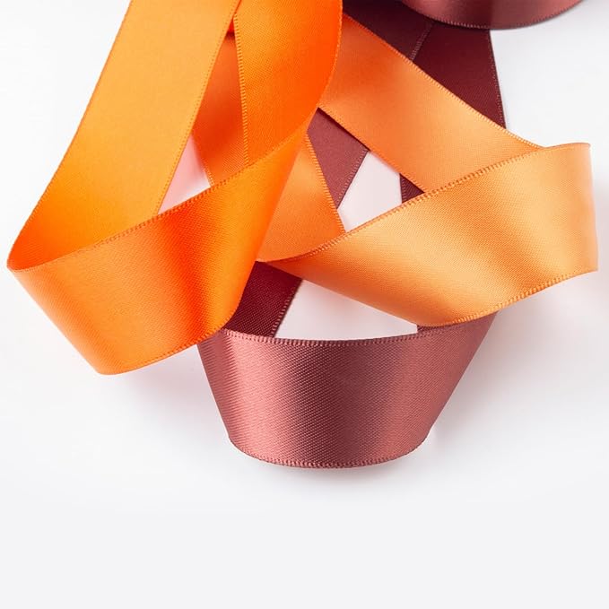 Burnt Orange Ribbon 1 Inch Wide Terracotta Ribbon Orange Satin Ribbon Assorted Solid Color Double Faced Satin Ribbon for Fall Wedding Flower Bouquet Wrapping Gift Wrapping Hair Bows Crafts