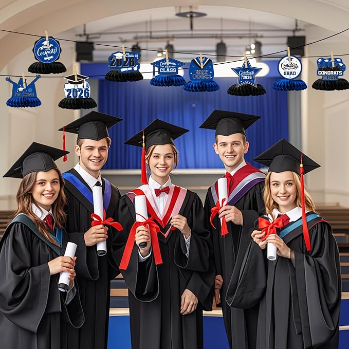 Graduation Decorations 2026 Blue Centerpieces for Tables 9 Pcs, Class of 2026 Graduation Party Decorations Table Toppers, Grad Centerpieces for Tables 2026, Congrats Grad Decor for High School College