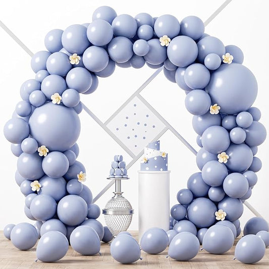 Voircoloria 90pack Dusty Blue Balloons Different Size 18/12/10/5 Inch Dusty Blue Balloon Garland Arch Kit for Graduation, Wedding, Birthday, Baby Shower, Anniversary Party Decorations