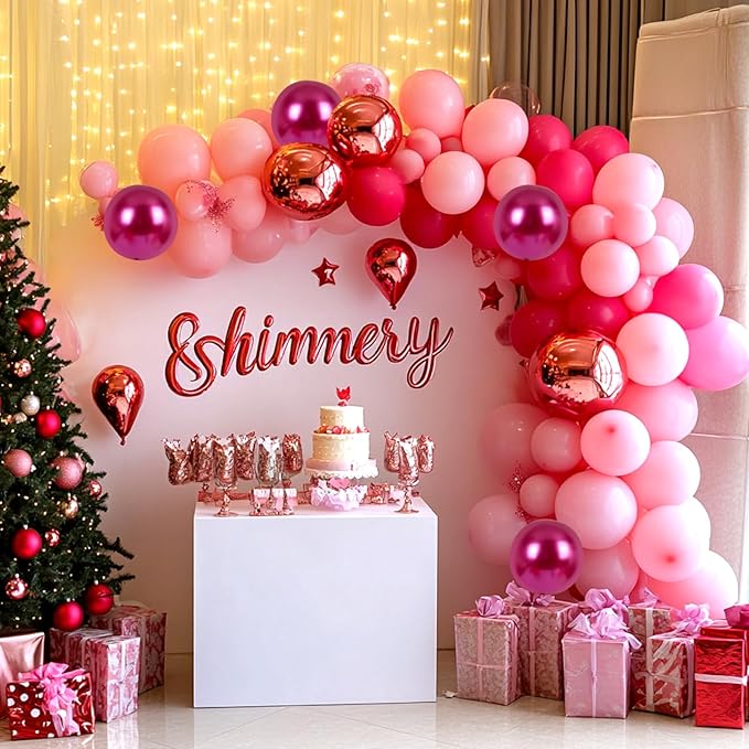 RUBFAC Pink Balloons Set, Hot Pink Latex Party Balloons Kit 65pcs for Birthday, Wedding, Baby Shower, Mother's Day, Party Decoration