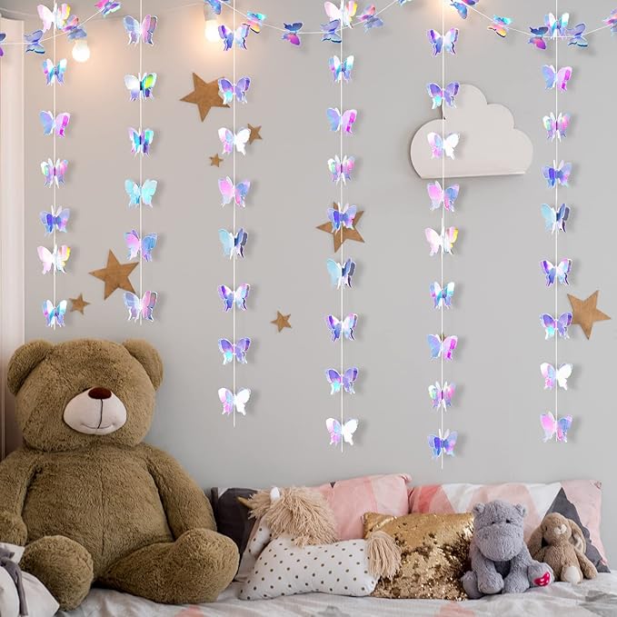 Zonon 20 Pieces 3D Butterfly Hanging Garlands Decoration Butterfly Paper Party Streamers Backdrop for Wedding Birthday Fairly Baby Shower Holiday Party Decorations (2.8 x 2.4 Inches)