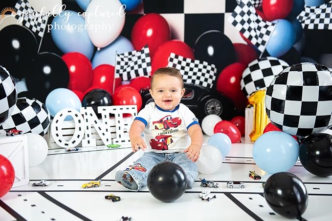 Kate Race Boy Birthday Background Balloons Party Decoration Cake Smash Seamless Photography Backdrop 10x8ft