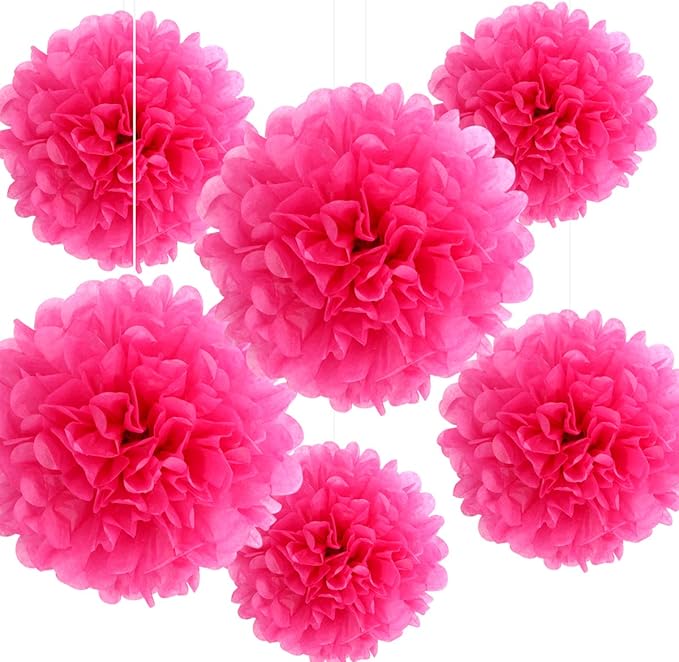 Binpeng Paper Pom Poms Hanging Paper Flower Ball Wedding Party Celebrations Decorations Outdoor Decoration Flowers Craft for Party Birthday Party (deep Purple 6pcs) (DEEP RSRD)