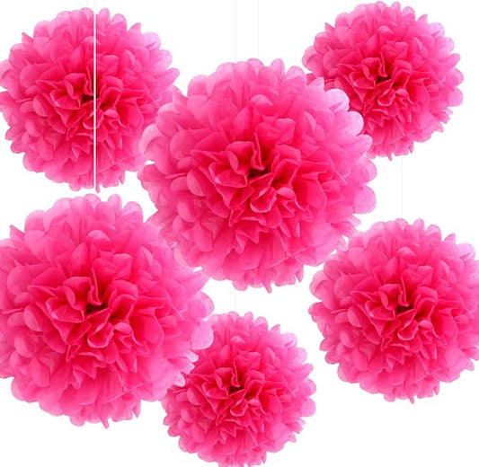 Binpeng Paper Pom Poms Hanging Paper Flower Ball Wedding Party Celebrations Decorations Outdoor Decoration Flowers Craft for Party Birthday Party (deep Purple 6pcs) (DEEP RSRD)
