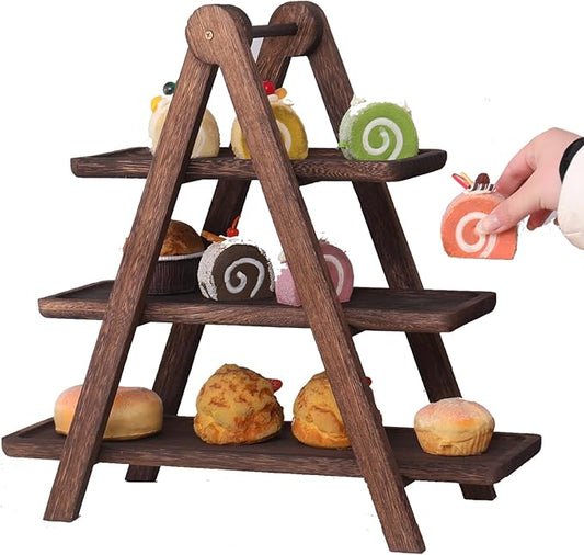3 Tier wooden Cupcake Stand,Serving Tray, Party Serving Decorative Tray Decor for gathering food trays, farmhouse service trays,tiered tray stand,dessert display set