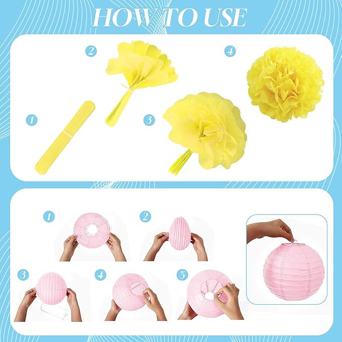 BEISHIDA Macaron Tissue Hanging Paper Flowers Lanterns Party Decorations Set for Birthday Graduation Baby Shower Bridal Bachelorette Wedding Photo Booth Backdrops Party Supplies(18 Packs)