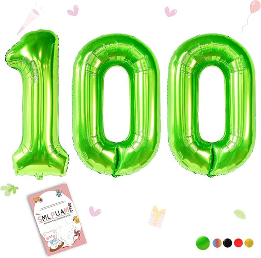 40 inch Number Balloon 0-9 Green Large Number 100 Balloons,Digital Balloons for Birthday Party Celebration Decorations Supplies, Helium Foil Number Balloons for Wedding Anniversary