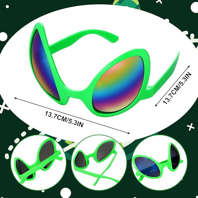 Bencailor 12 Pack Alien Glasses with Lenses Funny Alien Sunglasses Bulk for Cosplay Costume Accessories Carnival Mardi Gras Party Favor (Green)