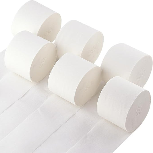 White Streamers Party Decorations, 2.2" x 123 Ft, 6 Rolls White Crepe Paper Streamers Party Supplies for Birthday Bridal Baby Shower Bachelorette Graduation Wedding Decorations, DIY Crafts