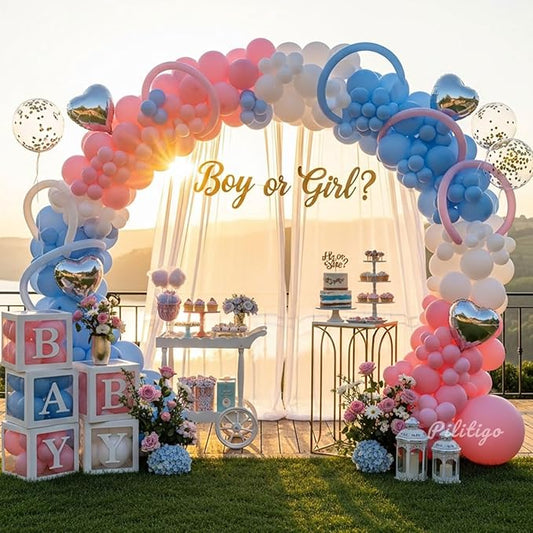 Pink and Blue Balloons Garland Arch Kit - 134Pcs Gender Reveal Balloon Decorations for Boy or Girl, Baby Shower, Birthday, Anniversary Party Decorations 2026