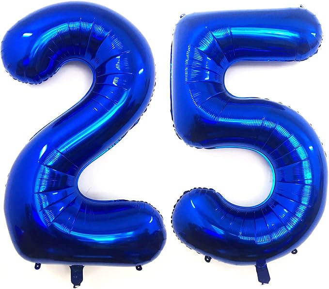 40 Inch Navy Blue 25 Number Balloons Giant Jumbo Huge 25 or 52 Foil Mylar Helium Number Digital Balloons Dark Blue Birthday Mylar Digital Balloons 25 Birthday Party 25th Anniversary Events Party