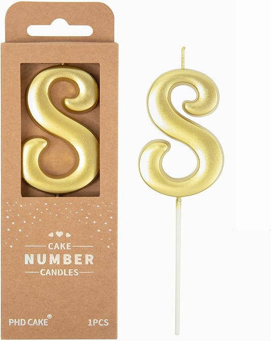 PHD CAKE 2.76 Inch Elegant Gold 8 Number Birthday Candles, Gold Number Candles, Cake Number Candles, Party Celebration