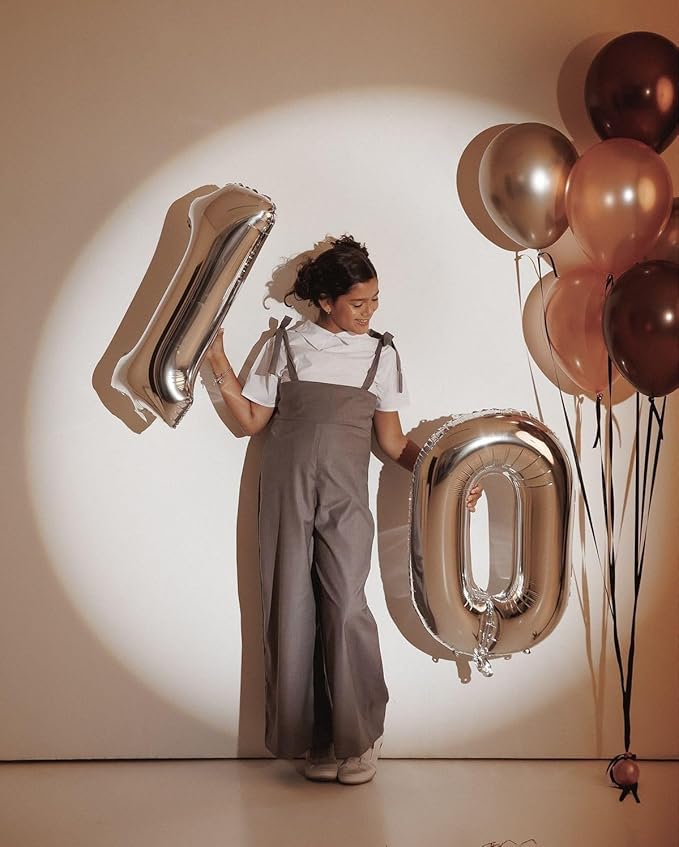 Number Balloon 30, 40 Inch Happy 30th Birthday Decoration for Her Him, Silver Foil Number Balloons for Celebration Engagement Memorial Day's Big Event Supplies