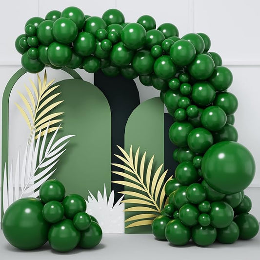 RUBFAC 87pcs Dark Green Balloons Different Sizes 18 12 10 5 Inch for Garland Arch, Green Latex Balloons for Birthday Party Baby Shower Wedding Halloween Christmas Party Decoration