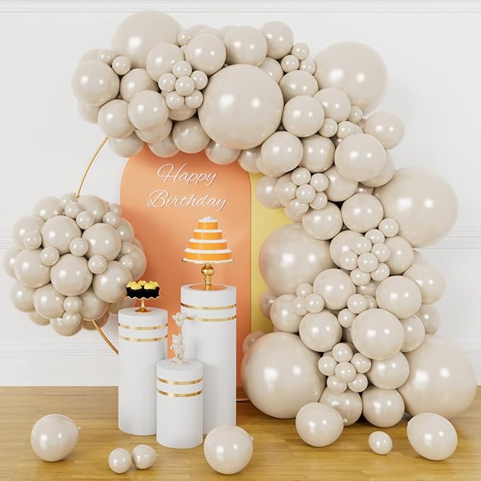 134Pcs Sand White Balloons Different Sizes 5 10 12 18 Inch sand white Latex Balloon for Birthday Wedding Baby Shower.