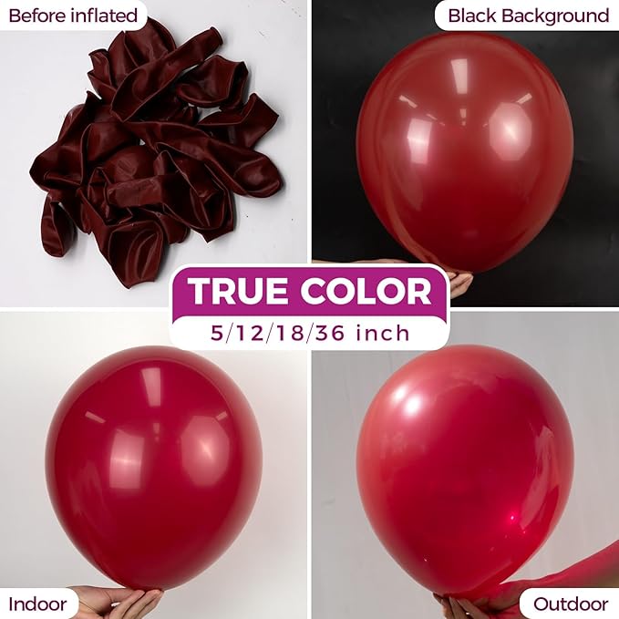 Bezente Burgundy Latex Party Balloons - 150 Pack 5 Inch Dark Ruby Matte Small Retro Wine Red Maroon Balloons for Thanksgiving New Years Casino Themed Cherry Party Decorations