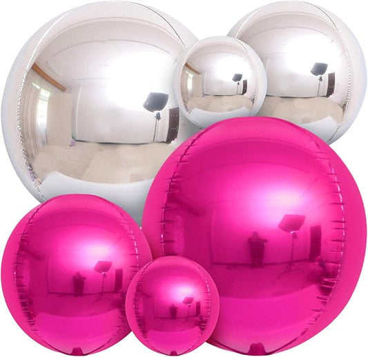KatchOn, Hot Pink and Silver Balloons - 22 Inch Pack of 14 | Silver and Hot Pink Foil Balloons for Valentines Decorations | Galentines Day Decorations | Bridal Shower and Birthday Decoration for Women
