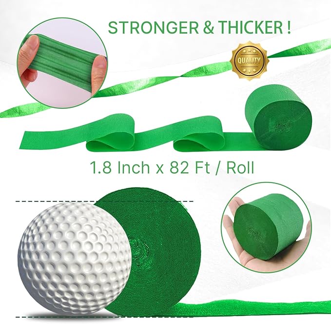 PartyWoo Green Crepe Paper Streamers 10 Rolls 820 ft Pack of Gold and Shades Green Crepe Paper for Graduation Christmas Wedding Jungle Birthday Party Decorations (1.8 Inch x 82 Ft/Rolls)