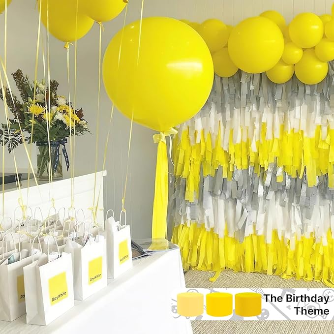 PartyWoo Yellow Crepe Paper Streamers 6pcs 492ft Pack of Yellow Crepe Paper Streamers for Easter Baby Shower Engagement Wedding Sunflower Graduation Bee Summer Luau Theme Birthday Party Decorations