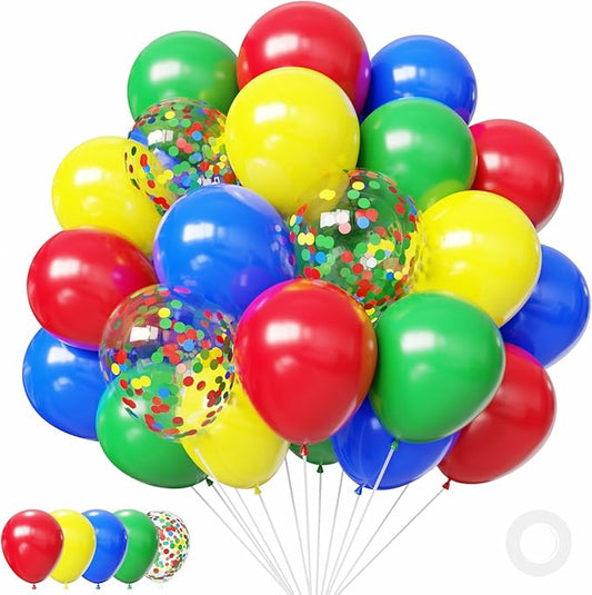 Red Yellow Blue Green Balloons, 12Inch 50PCS Colorful Yellow Blue Red Green Balloons for Video Game Party Rainbow Kid Birthday Party