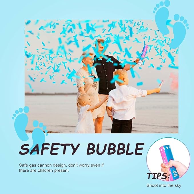 Gender Reveal Confetti Cannon | No Powder Confetti Poppers | Ideal for Baby boy Gender Reveal Decoration (12 blue)