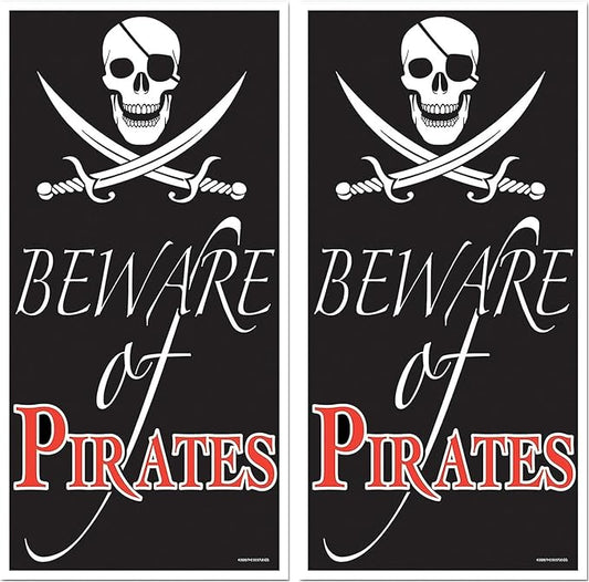 Beistle Beware of Pirates Door Cover,Black/White/Red (Pack of 2)