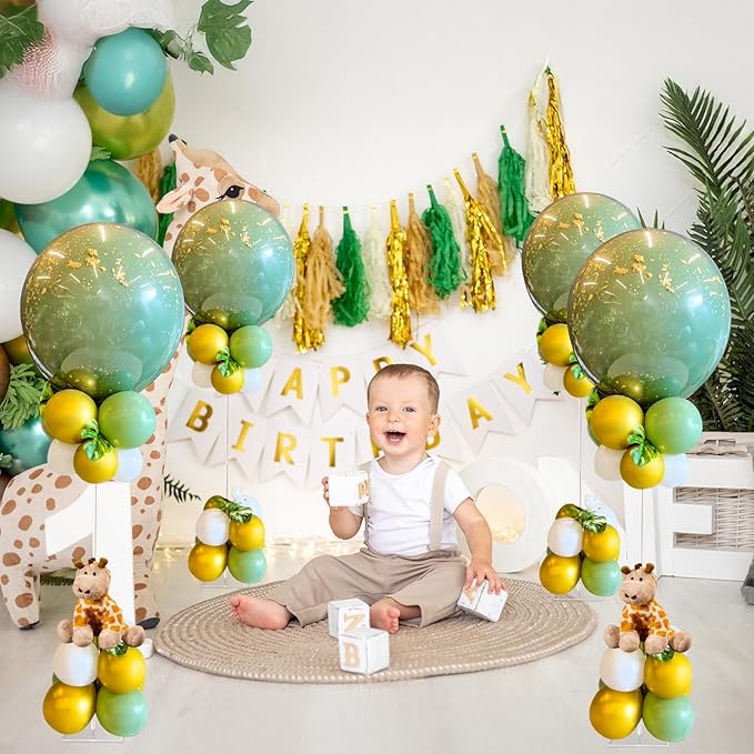 31.5 Inch Acrylic Balloon Stands for Table Centerpieces, 4 Sets Balloon Holder Sticks with Base, Table Top Balloon Stand Kit for Baby Shower Birthday Graduation Wedding Party Decorations