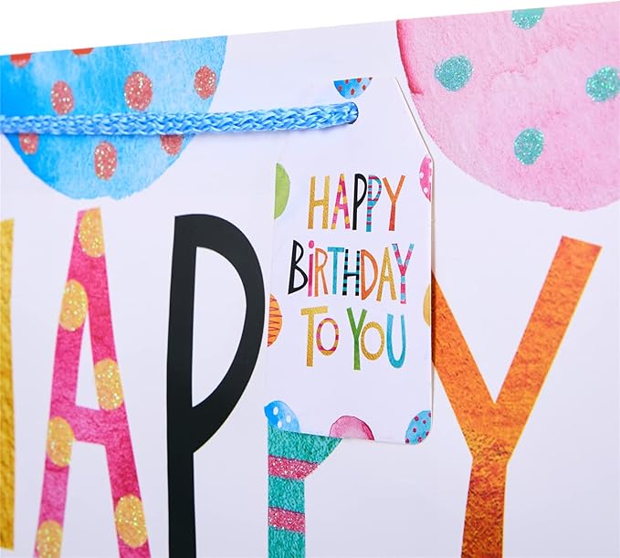 SUNCOLOR 16" Extra Large Gift Bags for Birthday Party with Tissue Paper(2 Pack, Balloon)
