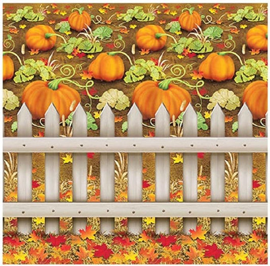 Beistle Printed Plastic Autumn Pumpkin Patch Photo Booth Backdrop Fall Harvest Thanksgiving Party Decorations, 4' x 30'