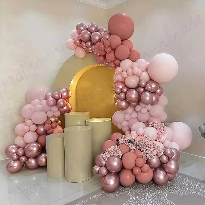HILAVO Blush Pink Balloon Garland Kit Rose Gold Dusty Pink Sand White Balloons Arch Retro Light Pastel Pink Beige Nude Creme Balloon for Women Bridal Baby Shower Boho Wedding Birthday Party Decoration