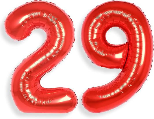 AULE 40 Inch Big Red Foil 29 Number Balloons for Women Large 29th Happy Birthday Decorations Giant Huge Helium Mylar 92 Anniversary Party Decor