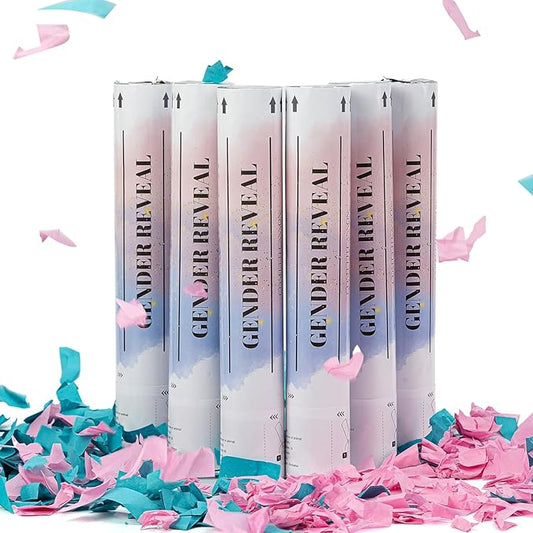 Confetti Cannons 11.8IN Gender reveal Multicolor Confetti Poppers for Wedding Celebration, Gender Revealing Party,Birthday Party, Pranks, Graduation, Christmas Eve(6 Pack Blue)
