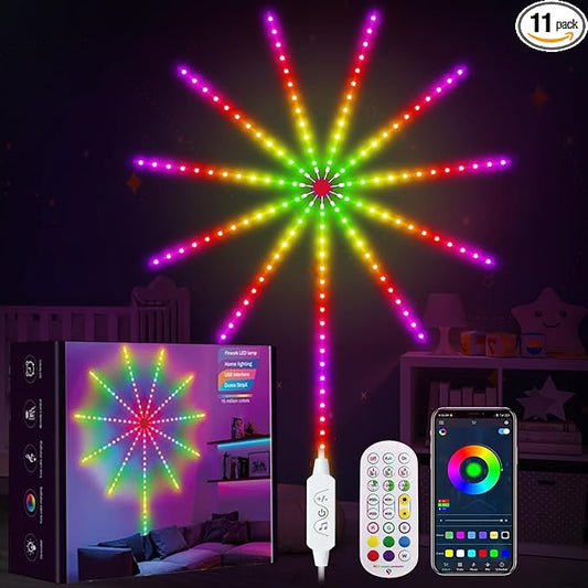 Smart Firework LED Lights, ICRGB Dream Color LED Lights for Bedroom, LED Strip Lights with Remote App Control, Color Changing Music Sound Sync Light for Bedroom, Christmas Decorations
