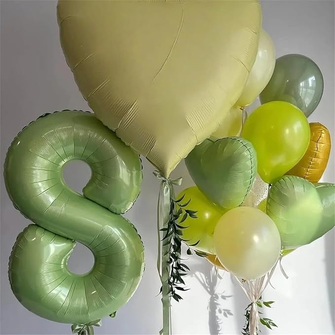 40 Inch Balloon Number 0 Sage Green, Large Foil Olive Green Number Balloons Set 0-9, Digital 0 Helium Balloons for Boys Girls 10th 20th Birthday Anniversary Jungle Safari Party Decoration Supplies