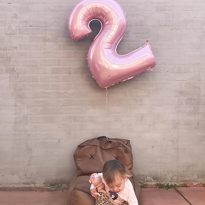 40 Inch Balloon Number 2 Pastel Pink, Large Foil Light Pink Number Balloons Set 0-9 for Girls Women, Digital 2 Helium Balloons for Girls 2nd Birthday Graduation Princess Party Decorations