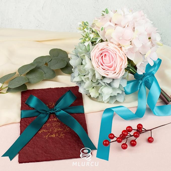 Satin Ribbon 1 Inch x 48Yds Assorted Colorful Wide Bulk Ribbon Pack, Double Faced Satin Ribbon Set, Thick Silk Fabric Ribbons for Crafts, Flower Bouquet, Christmas Gift Wrapping, Hair Bows