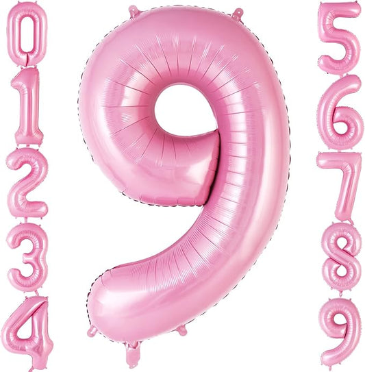 Pink Number 9 Balloon 40 Inch, Big Large Foil Helium Number Balloons, Jumbo Giant Mylar Number 9 Balloons for 9 Year Old Birthday Party Decorations Supplies Anniversary Celebration