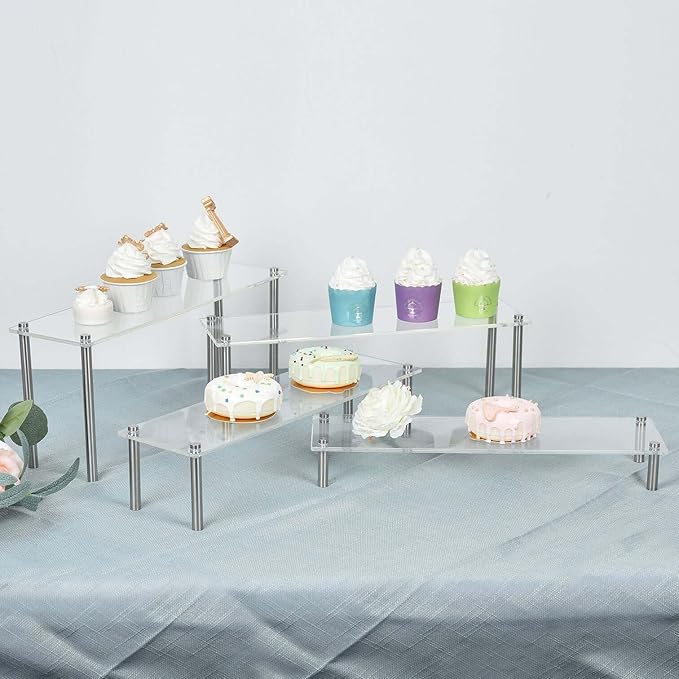 Efavormart Set of 4 | Clear Acrylic Riser, Cupcake Holder Dessert Stand - Assorted Size