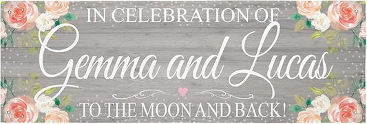 Let's Make Memories Personalized Banner - Wedding, Anniversary, Engagement Party Decorations - Customized Banner - Any Text - Indoor/Outdoor Vinyl - Rustic Celebration - Gray - 6 ft