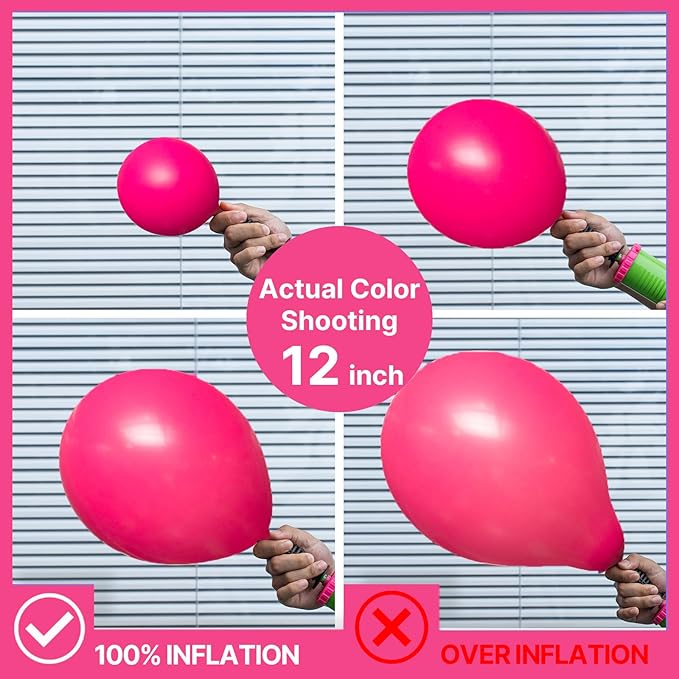 PartyWoo Hot Pink Balloon Arch Kit Garland 142pcs Different Sizes of 18 12 10 5 Inch Magenta Fuchsia Light Baby Pastel Pale Pearl Metallic Pink Balloons for Baby Shower Birthday Party Decorations